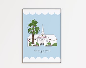 Little White Chapel Personalised Wedding Print | Las Vegas Keepsake, Custom Names