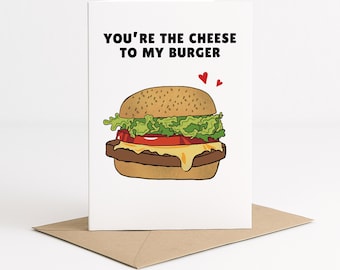 Funny Burger Anniversary Card | Food Pun Love Note