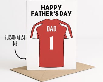 Personalised Father’s Day Card | Custom Football Shirt Dad Card | Name, Number & Colours