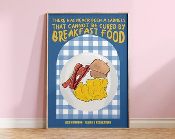 Parks and Recreation Breakfast Foods Quote Kitchen Print | Ron Swanson TV Fan Art | Funny Kitchen Art | Food Illustration