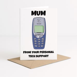 Funny Mother’s Day Card | Retro Phone ‘Tech Support’ Mum Card | Nostalgic 90s Nokia Mobile