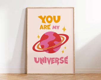 You Are My Universe Print: Peachy Space Wall Art (Digital Download)