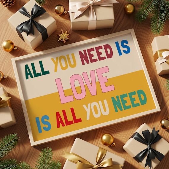 Beatles Love Song Print | All You Need is Love | Colorful Music Lyrics Poster