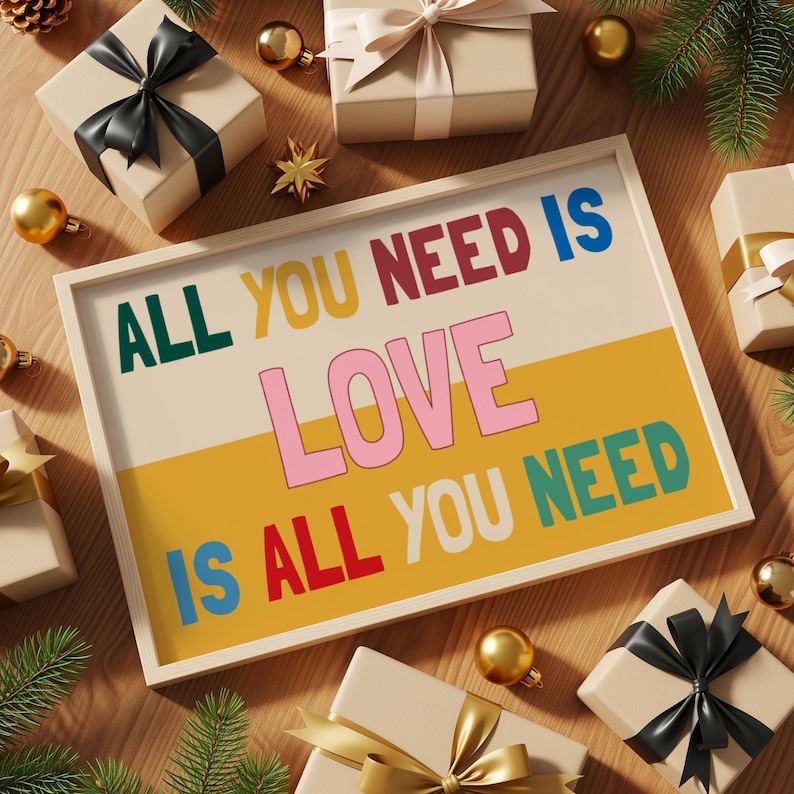 Beatles Love Song Print | All You Need is Love | Colorful Music Lyrics Poster image 1
