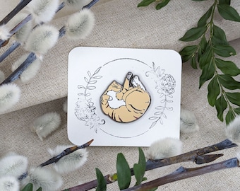 Sleeping Romie Cat Hard Enamel Badge Pin
