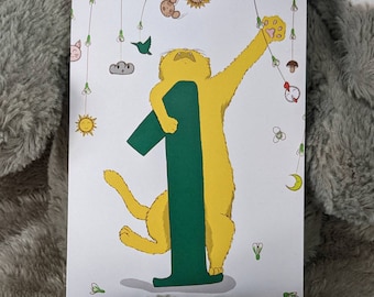 1st birthday cat card