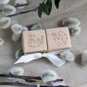 Resting Cats Wood Stamps set
