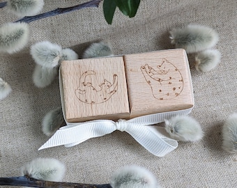 Resting Cats Wood Stamps set