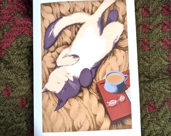 Fluffy happy cat card
