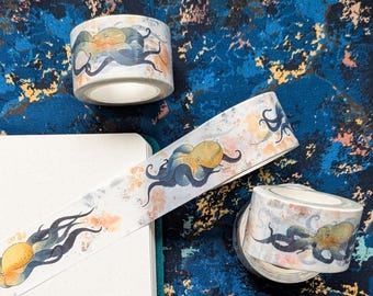 Umi Blue Octopus Washi Tape, 10M decorative tape for journaling, paper crafts