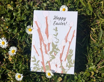 Easter cute kitten greeting card