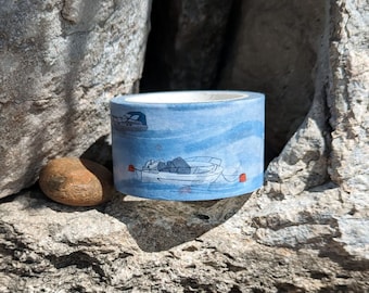 Cornwall Boat 25mm Washi Tape, 10M decorative tape for journaling, paper crafts