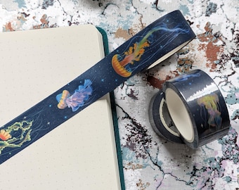Umi Blue Galaxy Jellyfish Washi Tape, 10M decorative tape for journaling, paper crafts