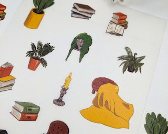 Books & Plants washi stickers