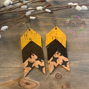 Chevron Earrings, Black and Gold,  Steelers Gift for Her, Pittsburgh Steelers, Pittsburgh Accessories