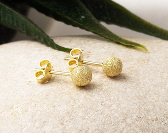 14K Weiß-Gelb-Roségold Kugel Ohrstecker Größen 3mm