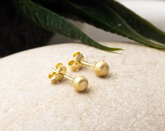 14K Solid Gold Ball Stud Earrings, Sphere Gold Ball Earrings 4mm, Studs Everyday Earrings, Great Gift For Her