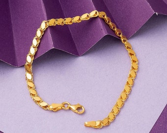 Solid Gold Sequin Chain Bracelet, Gold Bracelet ,Sequin Bracelet, Mother's Day Gift for Women, Gift Jewelry For Her