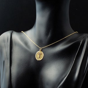 14K Solid Gold Vintage Initial Necklace, Personalized Single Initial Charm, Personalized Letter Pendant,  Dainty Initial Necklace