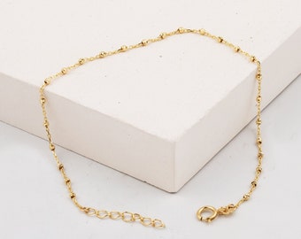 14K Gold Italian Bead Bracelet, Gold Ball Chain Bracelet for Women, Minimalist Bracelet, Gift Her