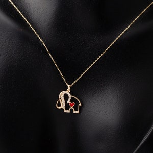 14K Gold Elephant Necklace, Good Luck Charm, Dainty Elephant Pendant, Yellow Solid Gold Elephant Jewelry, Everyday Jewelry