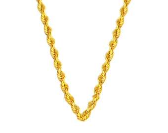 Gold Rope Chain Necklace 45cm, Twisted Solid Gold Chain Necklace, Dainty Rope Necklace, Solid Gold Rope Chain