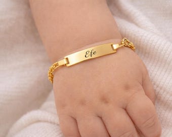 Babyarmband aus 14-karätigem Gold, personalisiertes Kinder-ID-Armband, Goldarmband für Mädchen und Jungen, goldenes Baby-ID-Armband, Geschenk für 1-Jährige