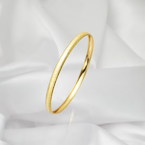 8K Gold Classic Stacking Bangle, Celebration Dainty Bangles for Women, Minimalist Bracelet, Simple Real Gold Bangle