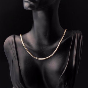 14K Solid Gold Herringbone Chain, Yellow Gold Fishbone Necklace 2mm, Gold Snake Chain 40cm