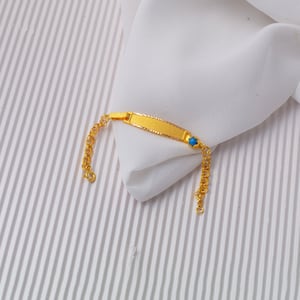 Yellow 14K Gold Baby ID Bracelet, Solid Gold Baby Name Bracelet ,Custom Child ID Bracelet, New Born Gift