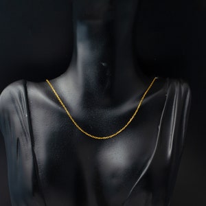 14K Real Gold Classic Chain 45 cm, Simple Chain Necklace, Solid Gold Dainty Cable Chain, Chain for Women Chain for Men Women