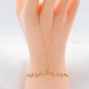 14k Gold Hand Finger Chain Bracelet, Ring Chain Bracelet, Hand Chain, Layering Slave Chain Bracelet, Gold Sahmeran Bracelet
