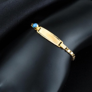 Pulsera de identificación de oro para bebé, pulsera con nombre personalizado para bebé niño niña, regalo para recién nacido, pulsera de oro con nombre grabado para niños, regalo para niños judíos