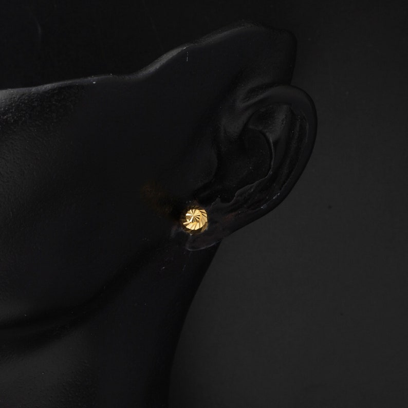22K Solid Gold Ball Stud Earrings, Round Ball Gold Earrings 6mm, Ball
