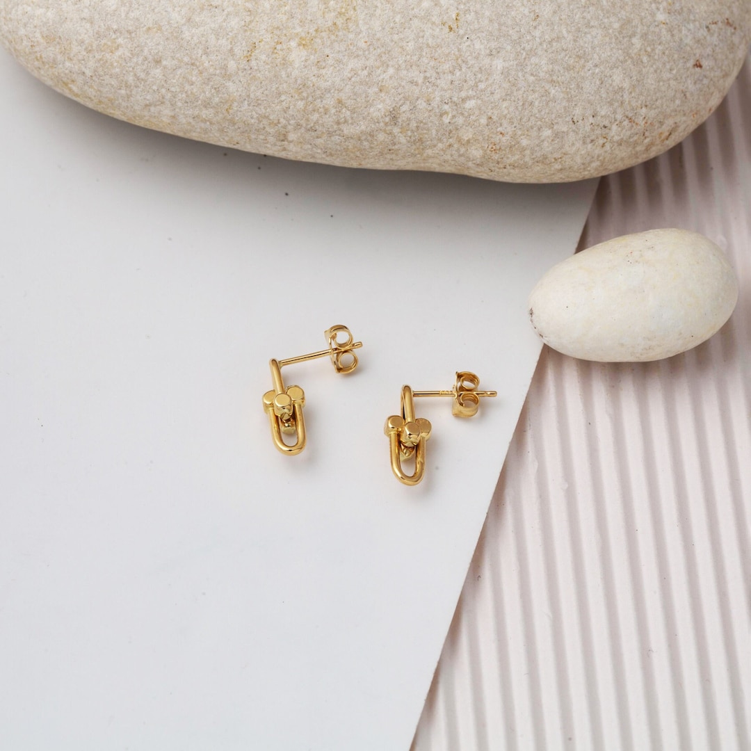 Double Link Gold Drop Earrings main image 1