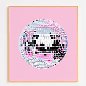 Light Pink Disco Ball Art Print, Pink Wall Art