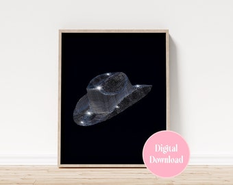 Printable Queen B Cowboy Disco Ball Wall Art - Side View, Renaissance Tour Gift
