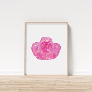 Cappello da cowboy da discoteca arancione e rosa, decorazione murale estetica rosa
