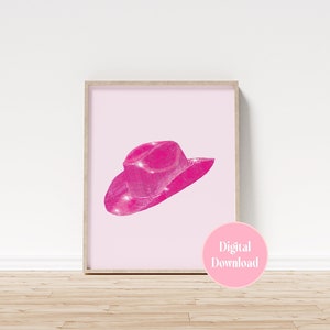 Rosa Disco Cowboy Hut, Pinke Cowgirl Ästhetik, Pinke Wohnheim Wandkunst