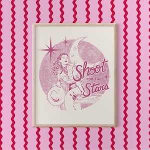 Shoot For The Stars - ROSA - Arte murale western, Arte murale cowgirl, Arte retrò vintage, Stampa artistica western, Arte del selvaggio West, Arte cowboy, SENZA CORNICE