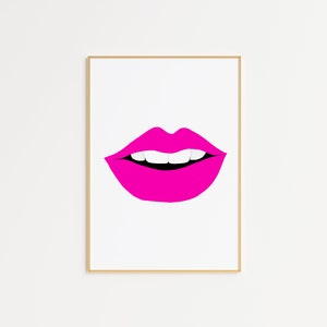 Pink Lippen Kunstdruck, Pink Lippen Wandkunst