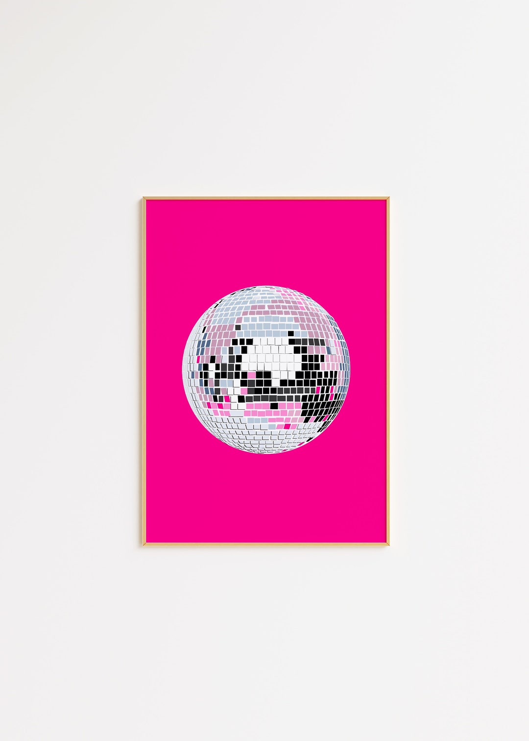 Hot Pink Disco Ball Disco Ball Print Neon Disco Ball Pop - Etsy