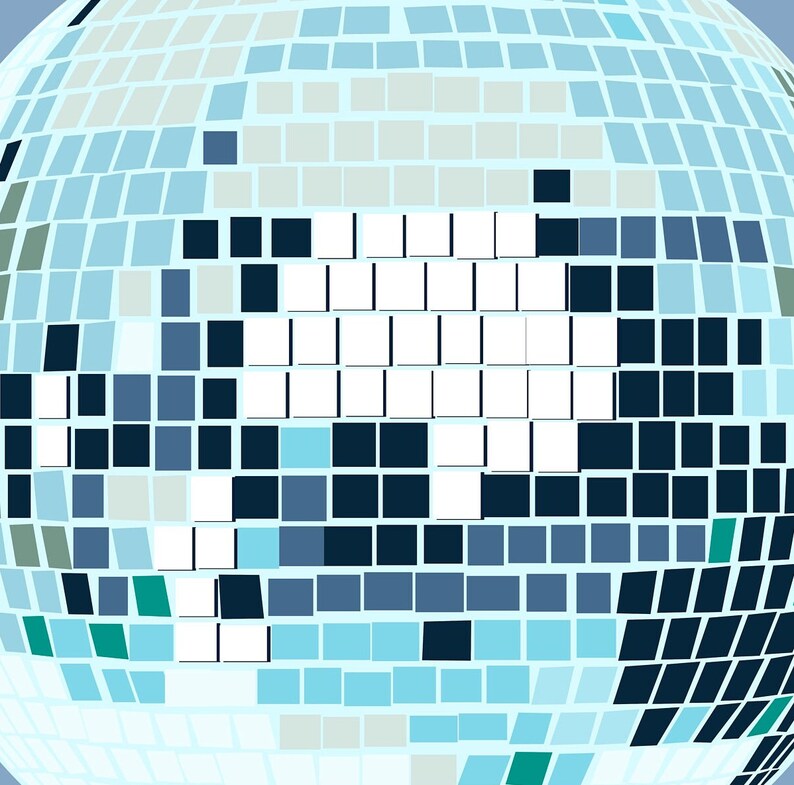 Blue disco ball wall art trendy print