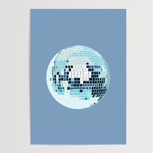 Blue disco ball wall art trendy print