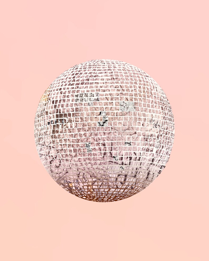 Rose Gold Disco Ball Art Print Etsy
