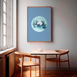 Blue disco ball wall art trendy print
