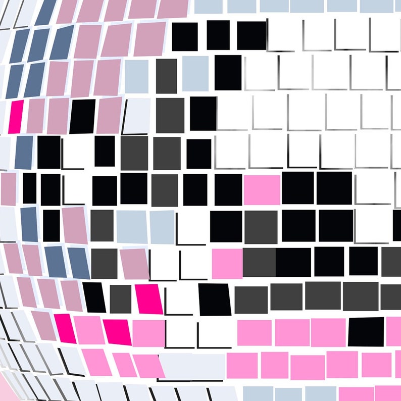 Detailed view of the light pink disco ball art print