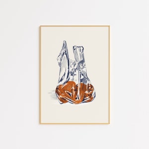 Minimalist Fruit Art Print - Bag of Oranges, Impressionist Kitchen Decor, Gift for Food Lovers