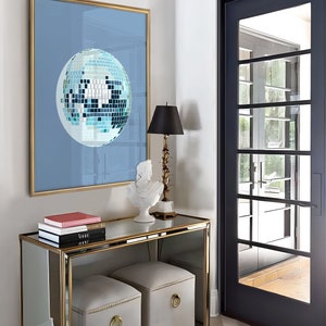 Blue disco ball wall art trendy print