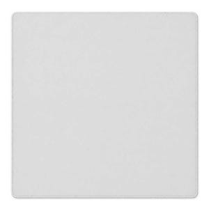 May include: A square, light gray mouse pad with rounded corners and a smooth, uniform surface. The edges are finished with a subtle, matching gray stitched border that runs along the entire perimeter of the square mat, providing a clean finish.
